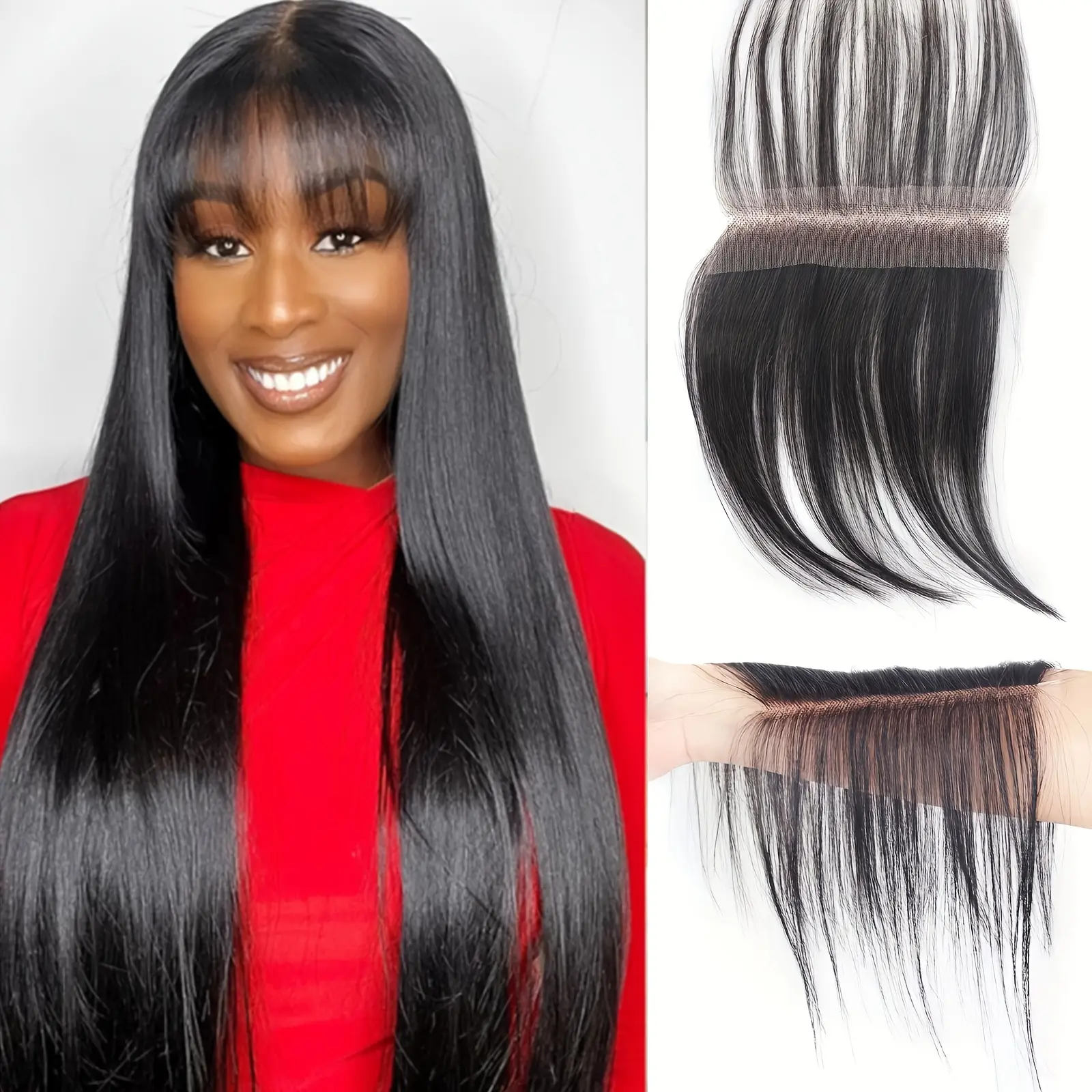 Net human hair blend Swiss lace front wig GIVHAP 24 Inch Straight Lace Front Human Hair Wig | 180  main image 2