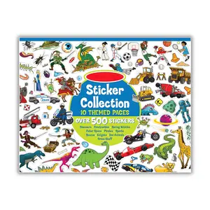 Sticker Collection Book: Dinosaurs, Vehicles, Space & More - 500+ Stickers - FSC Certified in 10 Themed Pages for Kids, Blue, Encourages Storytelling & Artistic Expression, Character-Based, Fine Motor Skills, Reusable, Gift Idea