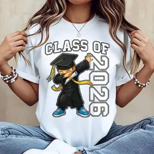 Graduation TShirt for Class of 2026 Featuring Dabbing Graduate Cartoon Design for Celebration