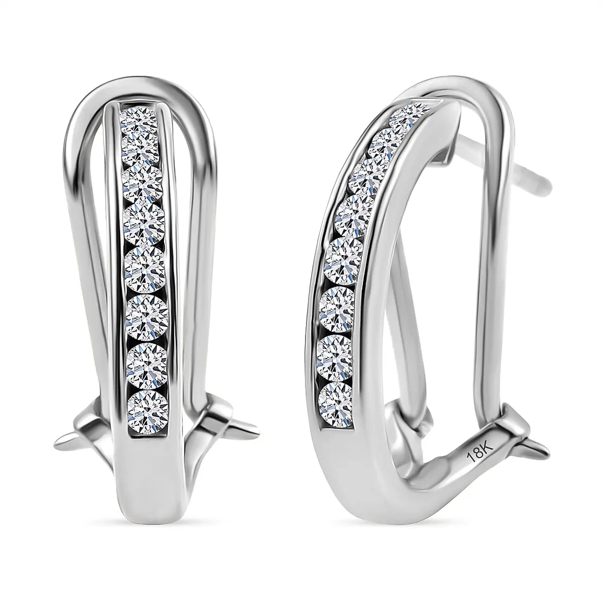 Luxuriant Lab Grown Diamond G-H SI Hoop Earrings in 18K Vermeil RG Over Sterling Silver 0.50 ctw