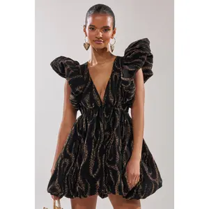 WILD HEART BROCADE BUBBLE MINI DRESS
