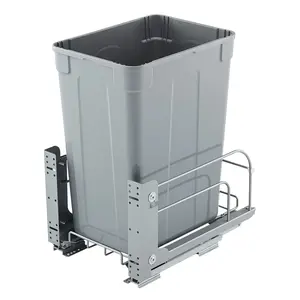 【Summervibes】VEVOR Pullout Trash Can for Kitchen Cabinets,  35 QT Garbage Waste Recycling Bin, Under Mount Waste Container, with Heavy Duty Metal Soft Close Sliding System and Door Kit, for Sink, Under Counter