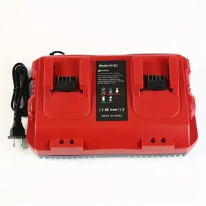 [Rapid M18 Charger] Milwaukee M18 Fast Charger Station - Dual Bay Rapid Charging, Smart Indicator, Overheat Protection, 110V-240V US Plug, Compatible with 18V Lithium Batteries & Power Tools Hardware Portable