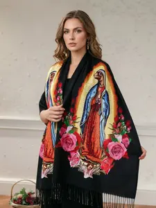 Women's Faux Cashmere Scarf, Warm Ethnic Style Shawl, Fashionable Versatile Large Size Multi-Use Wrap, Cross-Border Bestseller
