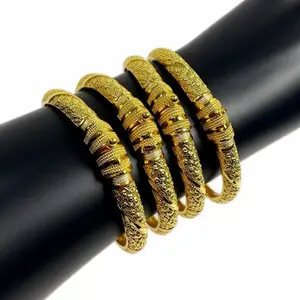 4pcs Gold-Tone Bangle Bracelet Set for Women - Elegant and Stylish Jewelry Accessories