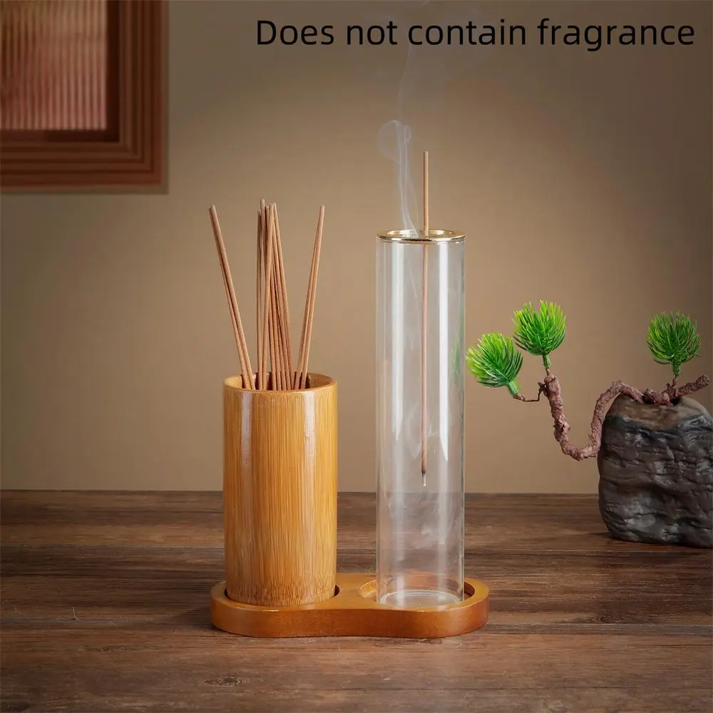 Wooden Incense Burner Set, 1 Set Hanging Glass Ash Collector & Bamboo Incense Burner,  Home Decor for Living Room Bedroom, Incense Holder