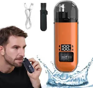 Nose Hair Trimmer for Men Women, Rechargeable Trimmer, Painless Eyebrow Facial Hair Shaver, LED Display Nose Clipper, Waterproof Dual Edge Blades Clipper for Easy Cleaning