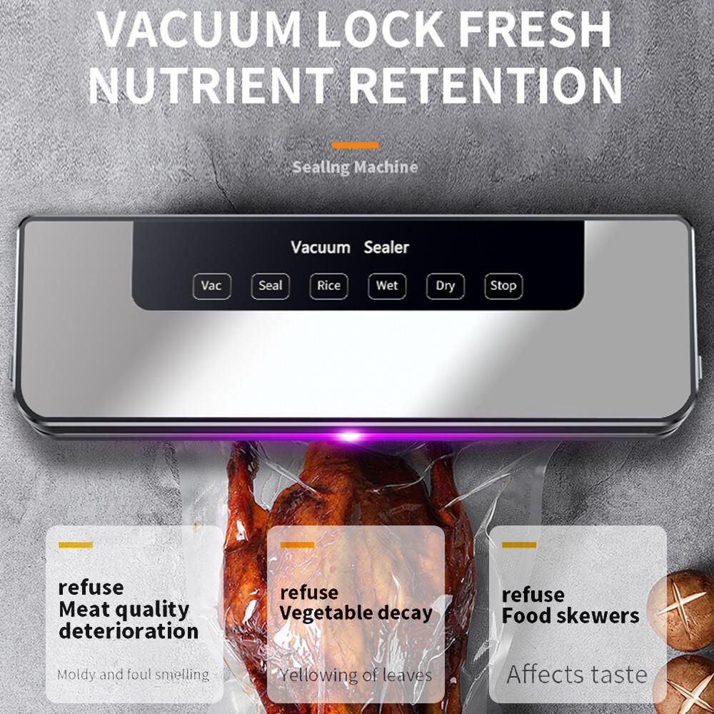Vacuum Sealer Machine Automatic 65kPa, Food Sealer with 30cm Seal Width, External Hose and 30 Vacuum Bags for Dry & Wet Food