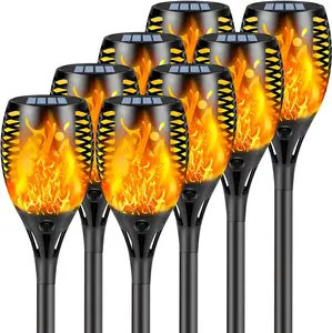 8 Pack Solar Flame Torch Extra Bright Solar Lights Outdoor Decorative with Flickering Flame, Solar Outdoor Lights Waterproof for Garden Pathway Yard Party, Auto On and Off (X002LKZ50N)