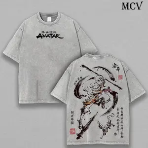 Aang Shirt, Avatar the Last Airbender Shirt, Animated Shirt, Vintage T-Shirt Menswear Top Underwear Tshirt The Last Air Nomad - The Avatar Anime Double Printed  Washed Tee Unisex Oversize Anime Manga