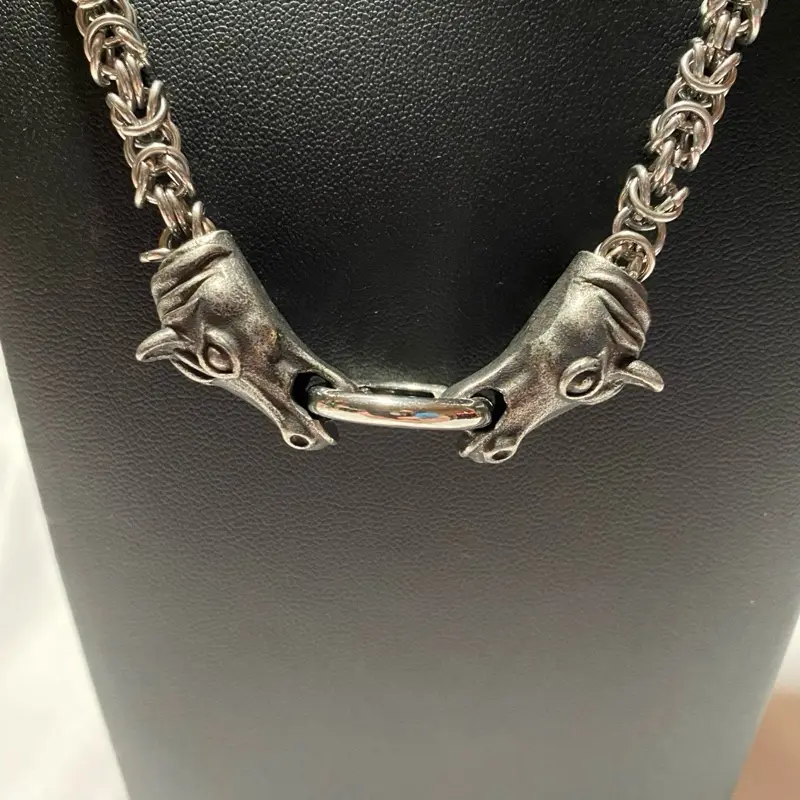 DRAGON HEAD BALI BYZANTINE CHAIN 925 STERLING SILVER MENS NECKLACE
