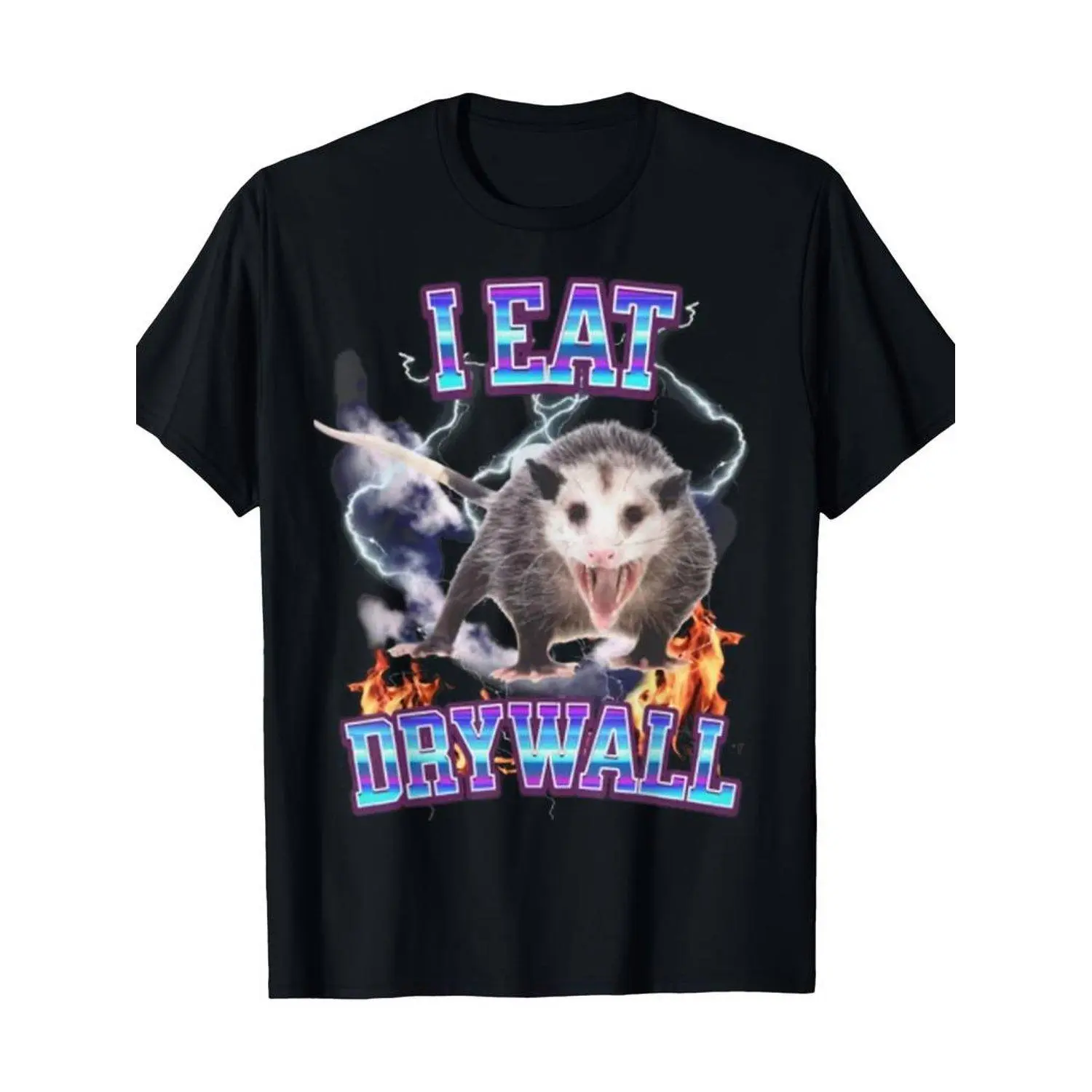 Men Cotton T Shirt with Funny Possum Graphic I Eat Drywall Casual Crew Neck Short Sleeve Retro Vintage Novelty Graphic Tee Comfortable Everyday Wear