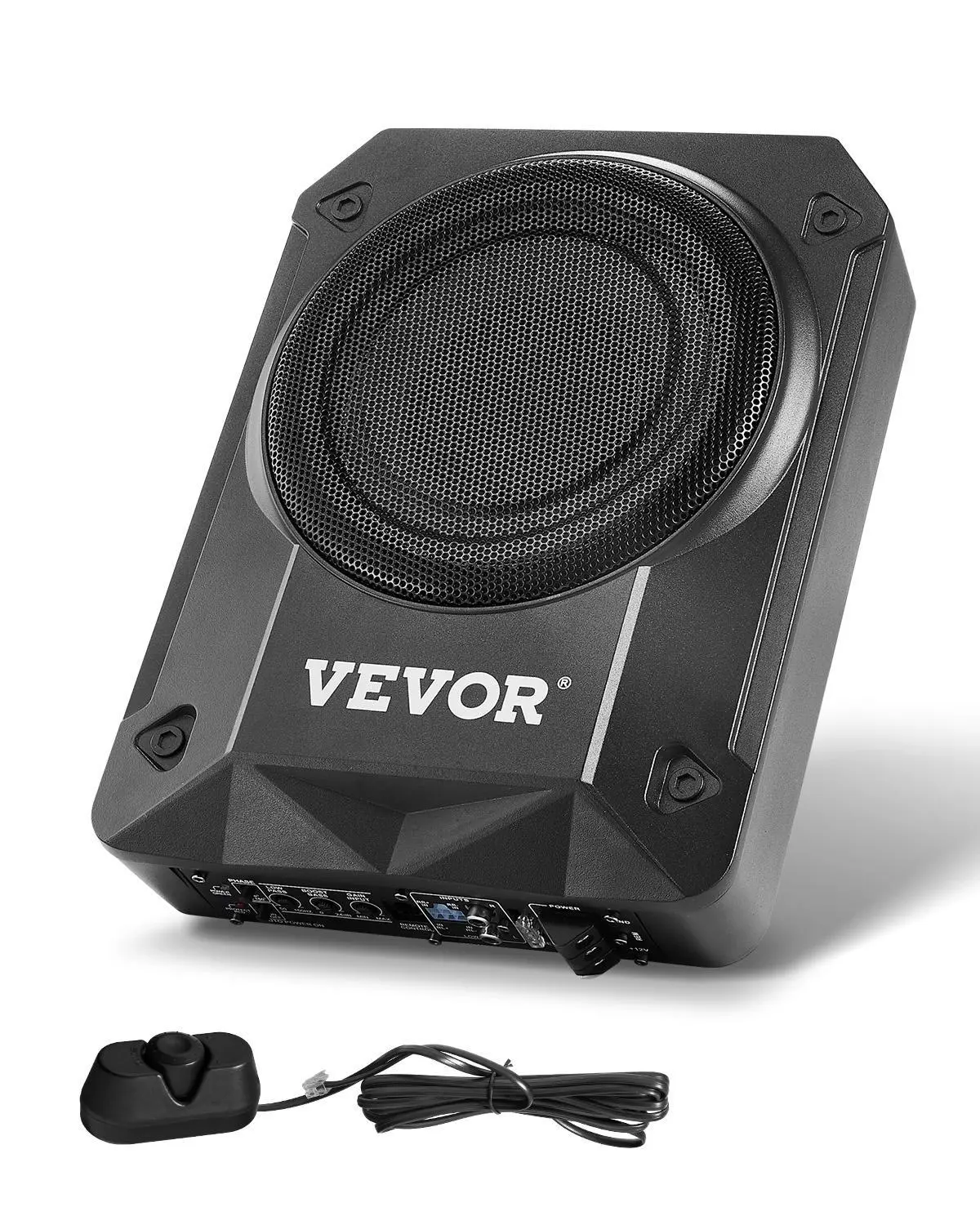 【summerfinds】VEVOR 8" 800W Underseat Car Subwoofer, Slim Powered Car Subwoofers Under the Seat, Low Profile Audio Sub Built-in Amplifier, High/Low Level Input & Volume Controller for SUVs, Car, Truck, RV