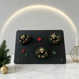 Magnetic Display Board Set, Metal Memo Board + 5 Magnetic Clips + Christmas Wreath, Home Decor, Coffee Shop Decoration, Gift Idea, Vision Board