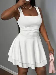 Elegant Sleeveless Lightweight Summer Dress for Women, Solid Color Slim-Fitting Casual Dress, New Arrival Fashion Clothing, Casual Wear, Womenswear