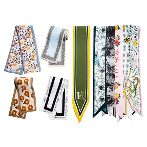 10 Pieces Ribbon Scarf Set, Purse Scarf, Handbag Handle Wrap, Headband – Elegant Printed Polyester Scarves for Women Fashion Scarf, Fashion Accessories gift for her