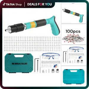 Manual Mini steel Nail Gun 5 Gears Power Adjustable Wall Nail Guns for Ceiling,Home Decoration, Manual Steel Nails Gun Tool, home furnishings, Mini Portable Nail Shooting Machine with 100 Nails, Home decoration essentials,combo kit，air nailer
