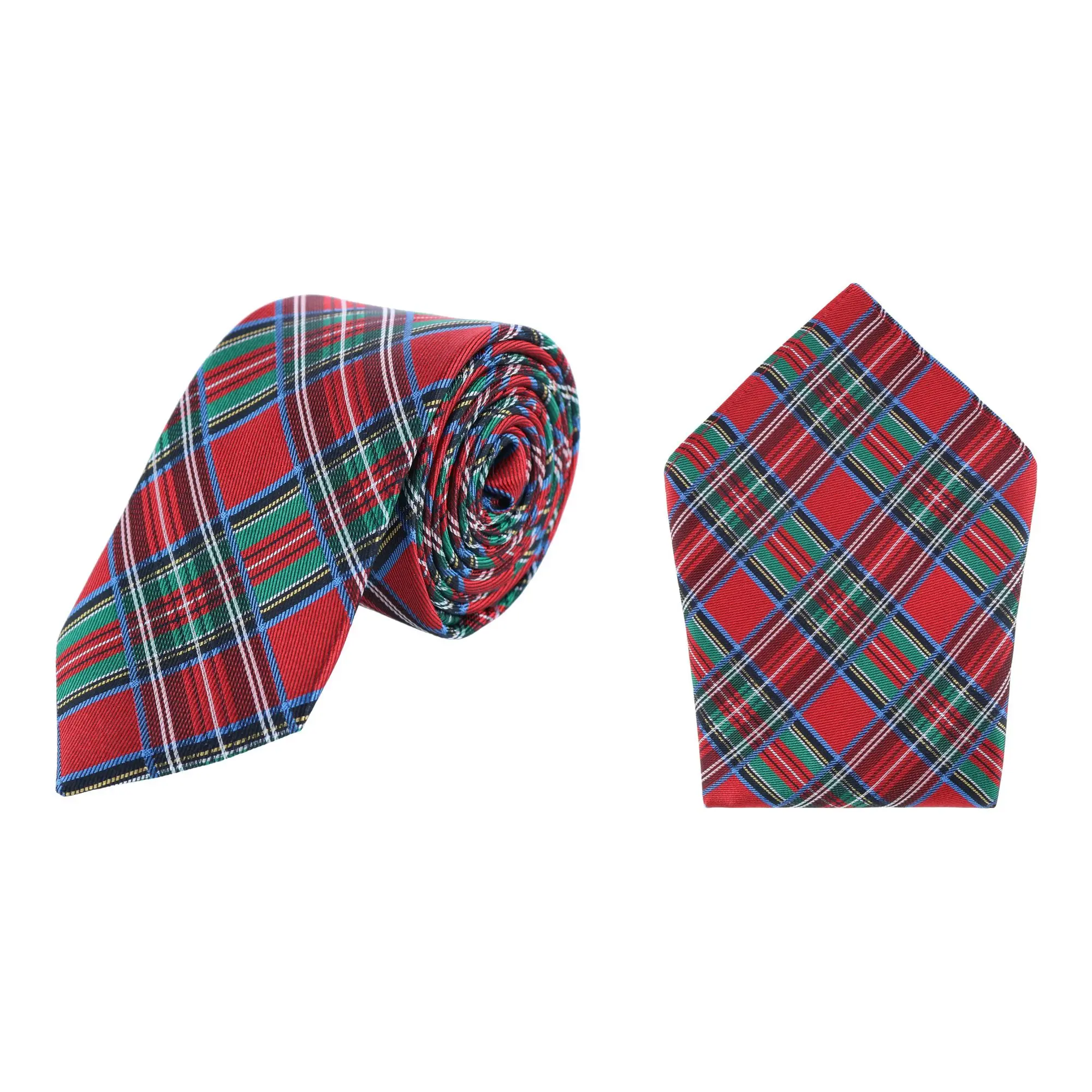 Trafalgar Nicholas Tartan Plaid Silk Necktie and Pocket Square Bundle, Ties