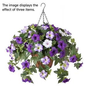 Artificial Hanging Flower, Faux Flower Basket Plant, Faux Silk Flower, Decorative Flowers for Home Porch Patio Garden Balcony Yard