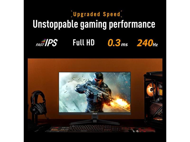 ASUS TUF Gaming Series 5 - VG249QM5A Gaming Monitor– 23.8" FHD(1920 x 1080) Fast-IPS, 240Hz, 0.3ms, G-SYNC® compatible, AMD FreeSync™ Premium, ELMB SYNC, 99% sRGB, DisplayWidget Center, Gaming AI,