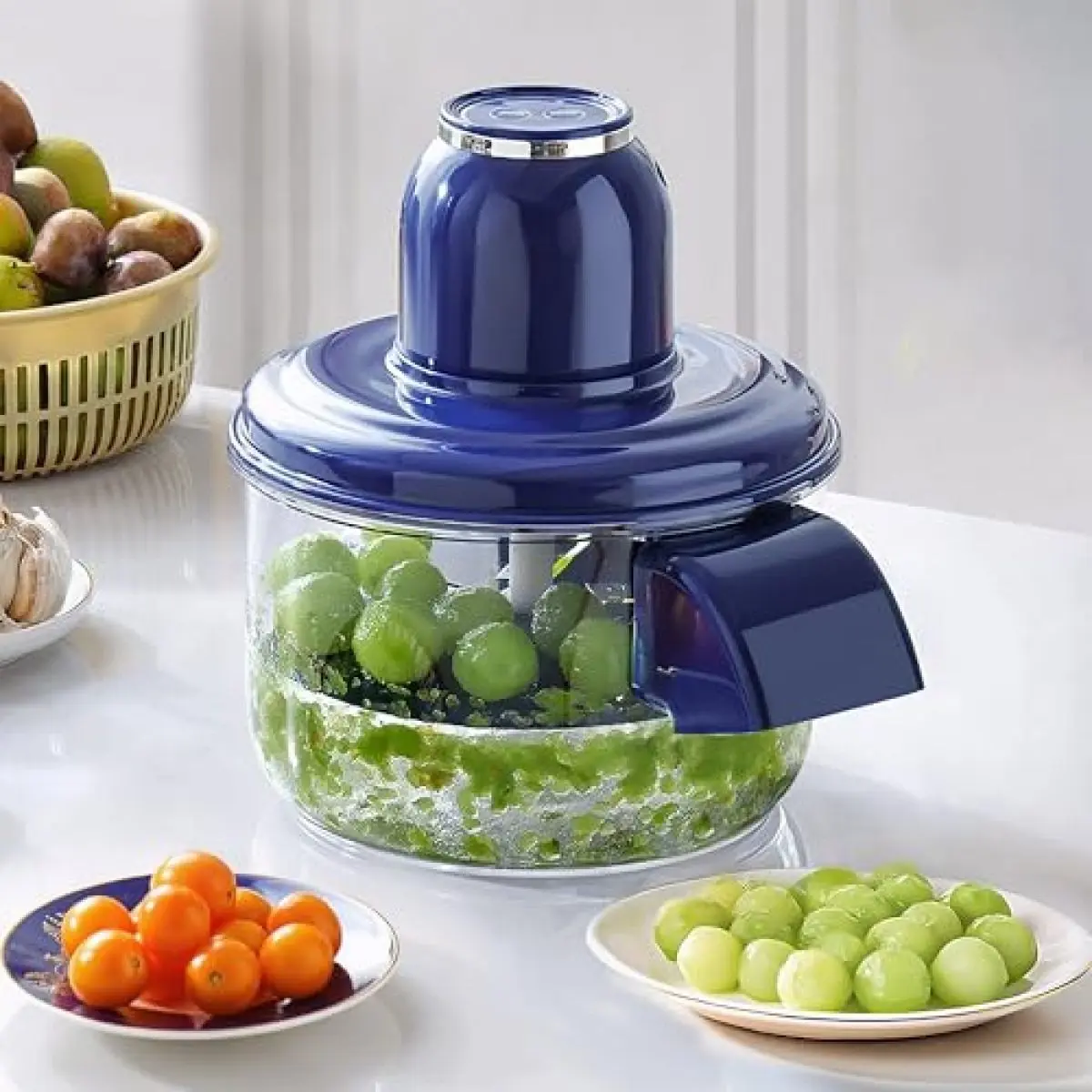 Ormos Electric Grape Peeling Machine - Automatic Garlic & Tomato Peeler, Rechargeable Fruit Skin Remover Tool For Small Fruits, Home Kitchen Gadget-Blue