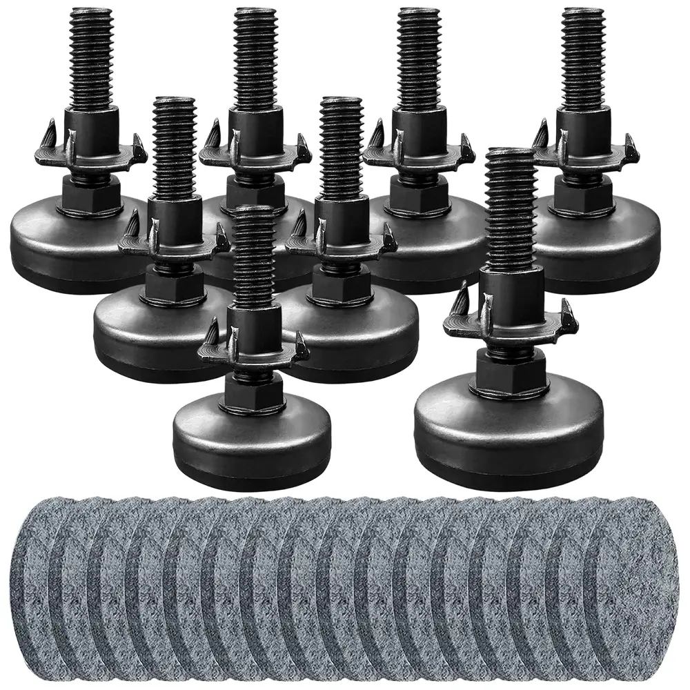 8 Packs Adjustable Leveling Feet Furniture Levelers Table Feet Heavy Duty Leg Levelers for Cabinets Sofa Tables Chairs(Support 1320LBs, T-Nut Kit 3/8-16 Thread, Large Base,Black)