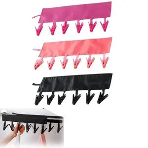 3Pcs Travel Hangers with 18 Pcs Clips,Portable Foldable Clothes Hangers for Scarves Suits Trousers Pants Shirts Socks Underwear - Home Improvement.