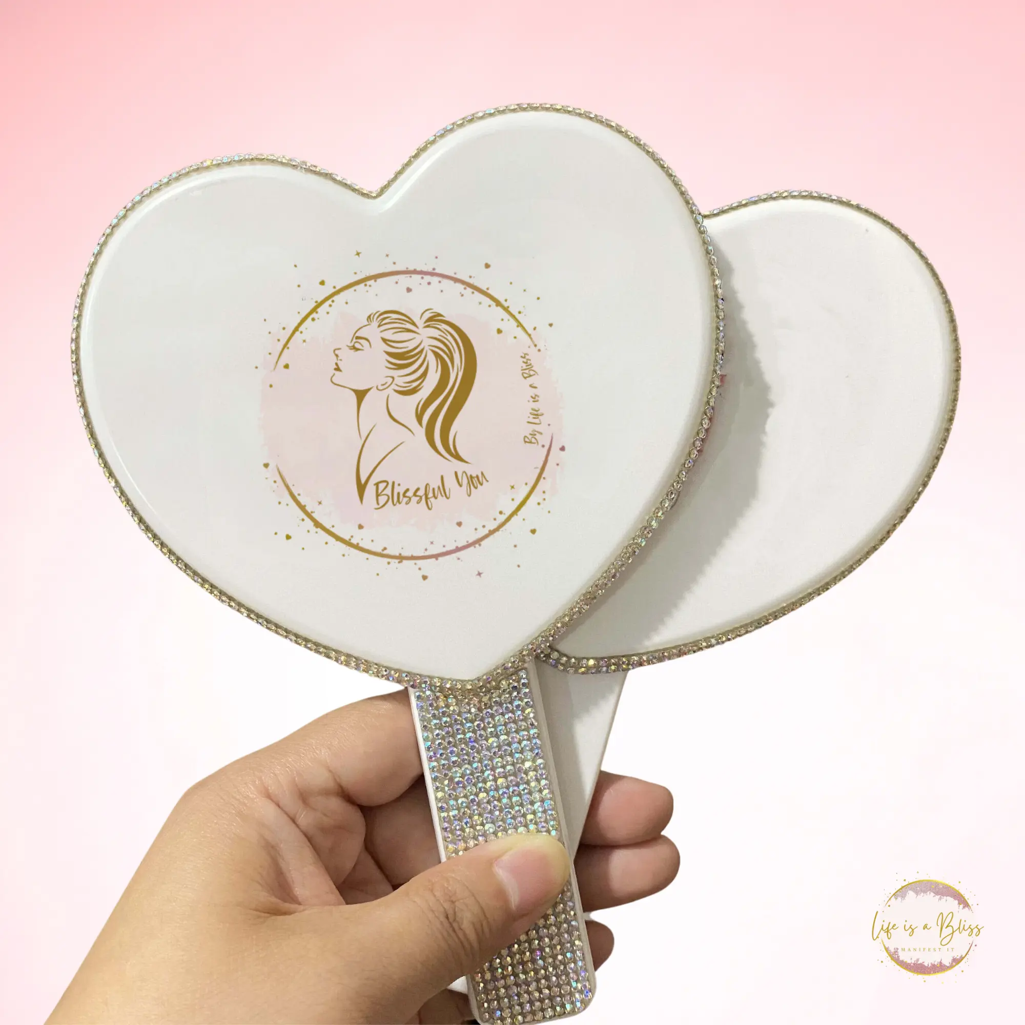 Blissful You - Rhinestone Heart Mirror