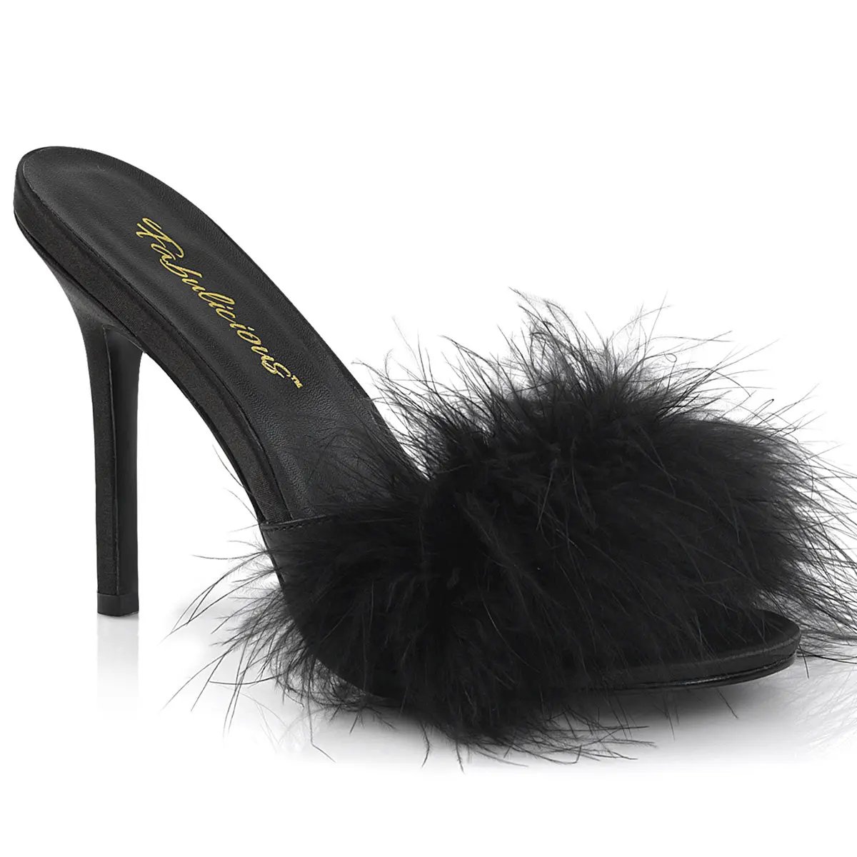 Women's 4-in Stiletto Heel Black Fur Mules - CLASSIQUE-01F Stylish Footwear, Fashionable Shoe
