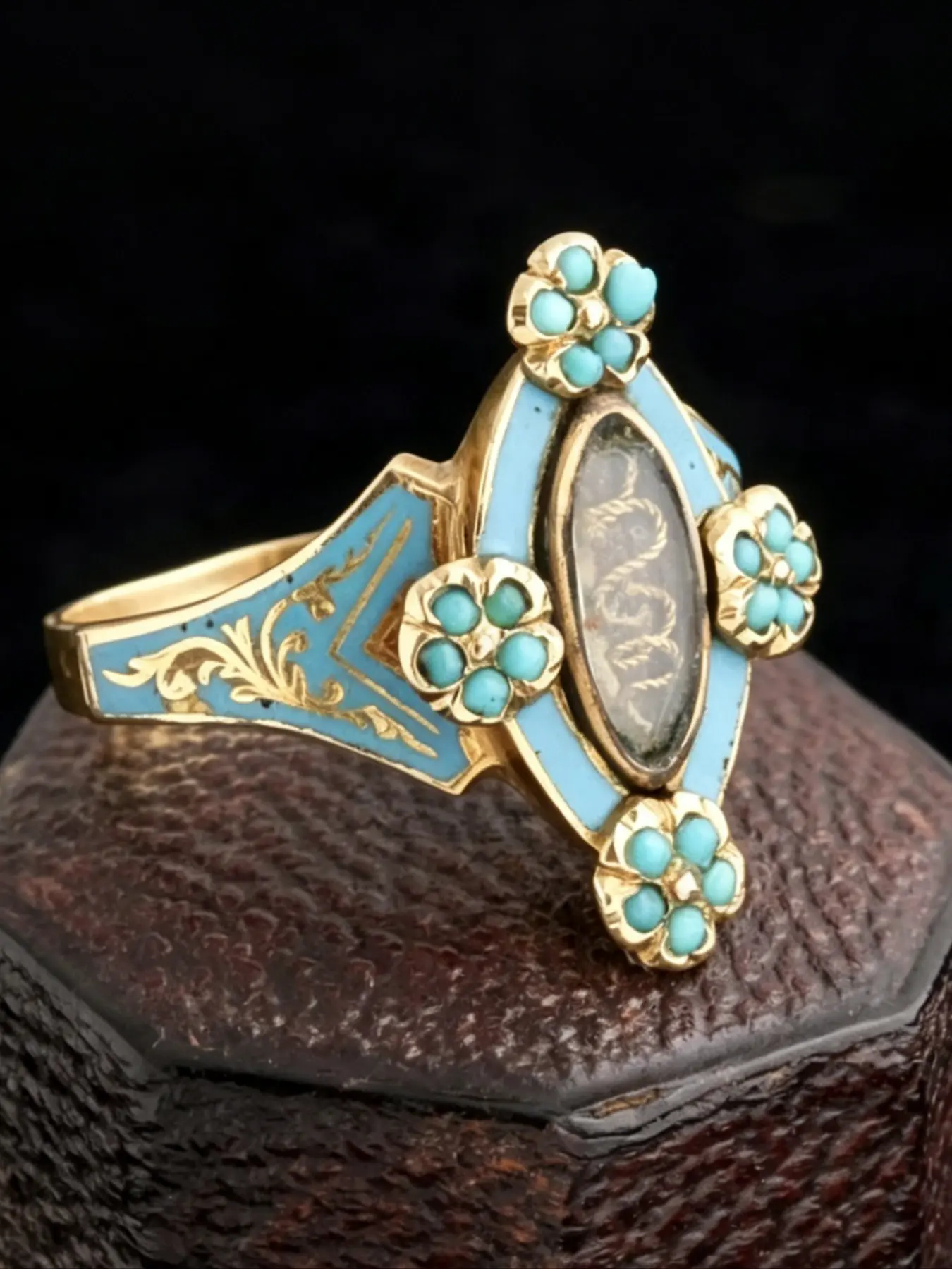 Vintage Turquoise Drop Geometric Rhombus Ring, Retro Party Vacation Personality Design Ring, Unique Jewelry for Special Occasions, Unique Rings