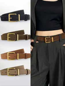 American Vintage Maroon Suede Belt, Velvety Texture, Perfect Match for Casual Jeans, Versatile Style, Men's Fashion Accessory, Trendy Belt