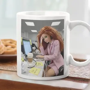 [MADE IN US] Funny Doll Face Mug, Disgusted Barbie Meme Coffee Cup, Sarcastic Office Humor Gift, Unhinged Mood Mug for Best Friend, Weird Dollhouse Gift