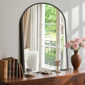 40"x30" Black Arched Bathroom Mirror - Arched Gold Bathroom Mirror Wall Mounted Vanity Metal Frame Mirror for Bedroom, Entryway, Living Room Metal Frame Vanity Mirror, Dresser Mirror, Arch Decorative Mirrors for Living Room, Bedroom, Entryway, Mantle tikt