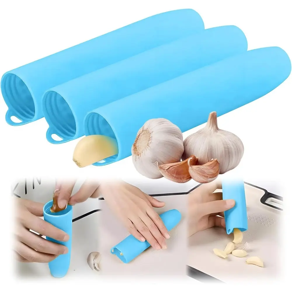 3PCS Silicone garlic peeler; peel garlic with silicone tube roller; silicone garlic peeling roller peeler; garlic roller peeling tube