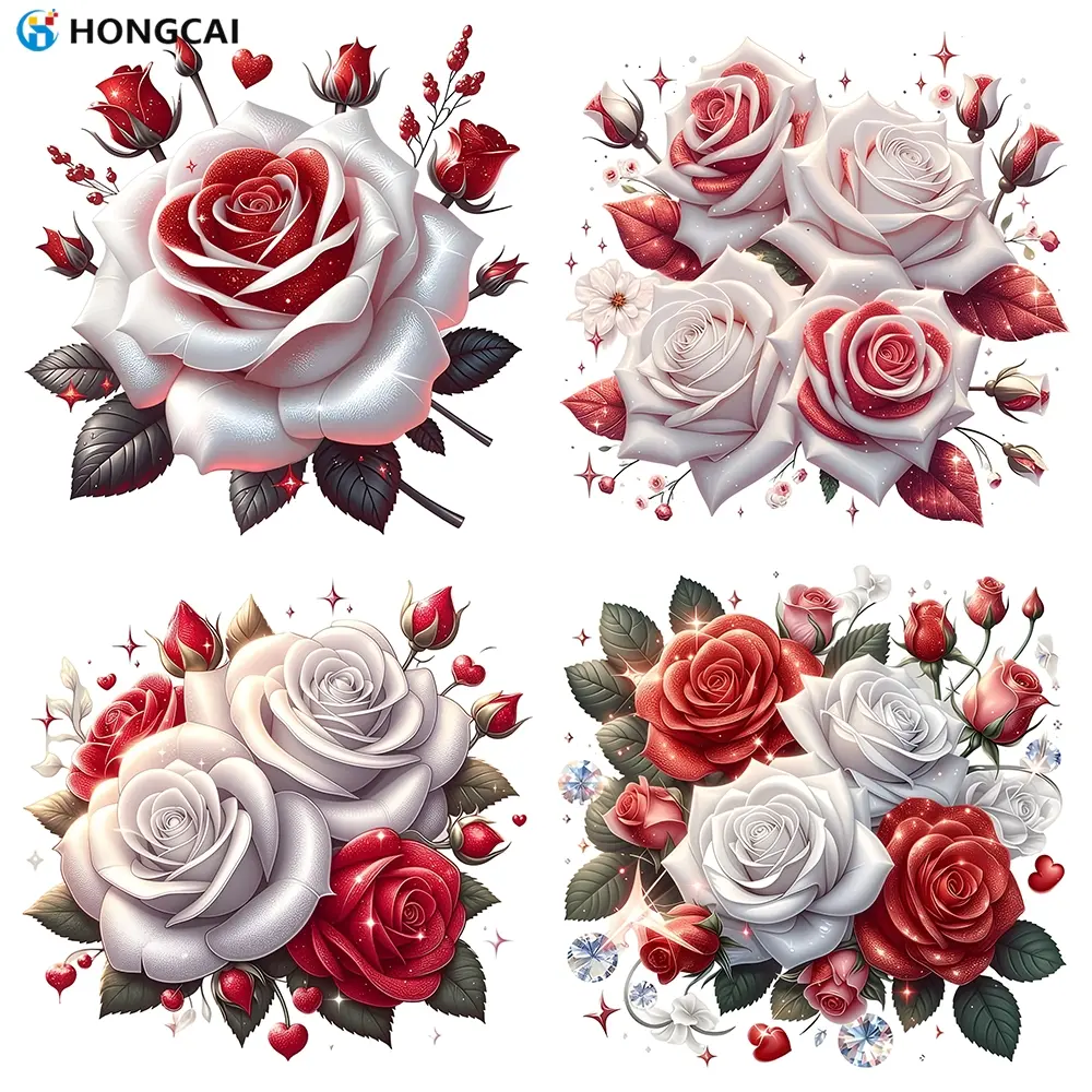 Gold Rose Series Iron-On Patches, High-Quality Vinyl Transfer Stickers, Easy Operation, Long-Lasting Colors, Perfect for Dresses