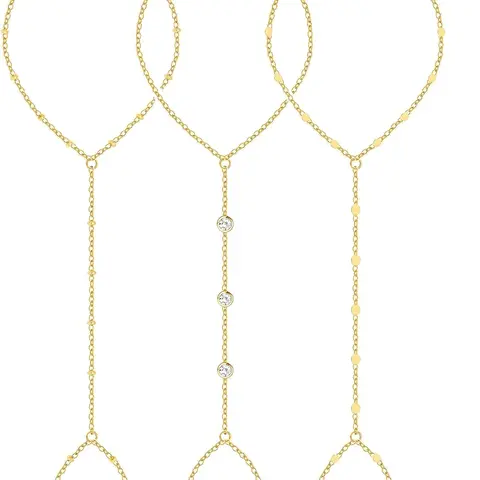 Women's 3PCS 14K Gold-Plated Adjustable Stackable Bracelets - Dainty Trendy Ring Hand Chains, High Quality Exquisite Jewelry for Women Birthday Gifts