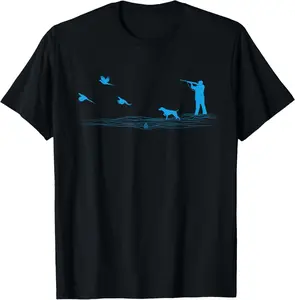 100% Cotton Flying Pheasant Graphic Upland Bird Hunter Dog Hunting T-Shirt