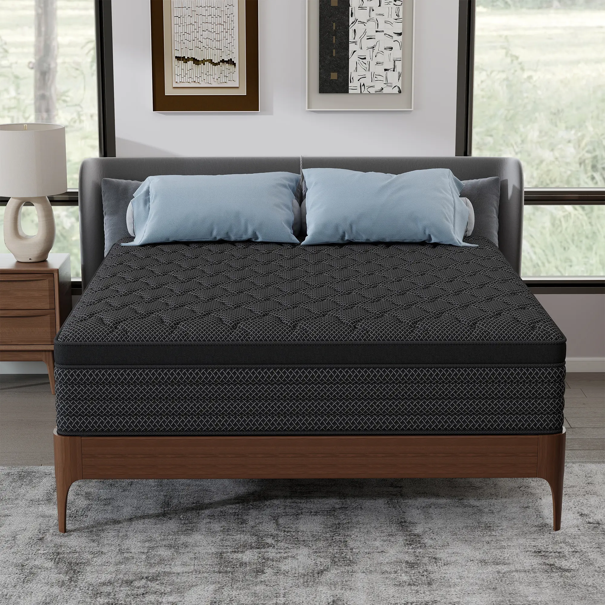 MULINATURE 12-14 Inch Hybrid Mattress Twin Full Queen King Memory Foam & Pocket Springs Medium Firm Pressure Relief Bed-in-a-Box