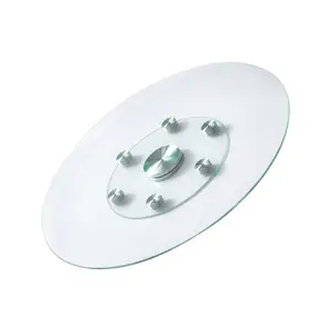 VEVOR 30 in Glass Lazy Susan Turntable, Tempered Glass Dining Table Centerpiece with 6 Rotating Wheels, 360 Smooth and Silent Spin Tabletop Rotating Tray, for Family Gatherings, Banquets Weddings