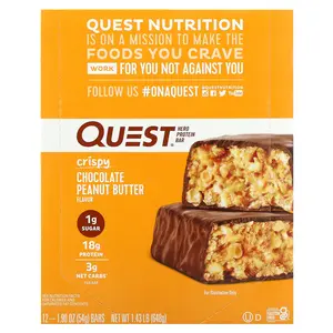Quest Nutrition Hero Protein Bar, Crispy Chocolate Peanut Butter, 12 Bars, 1.9 oz (54 g) Each