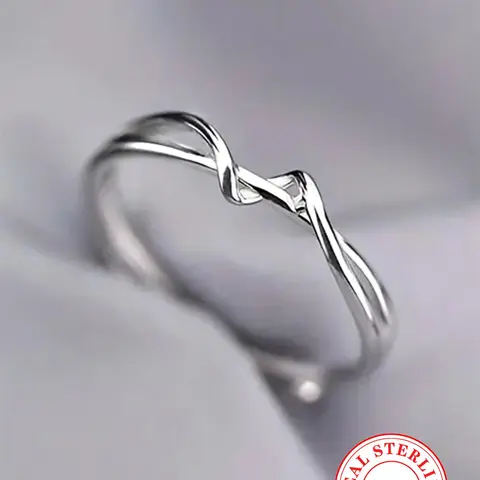 S925 Sterling Silver Simple Twist Design Ring, Elegant Fashion Rings, Elegant Casual Ring, Fashion Accessories for Women & Girls, Trendy All-match & Exquisite Jewelry for Birthday Gift, Beautiful Rings