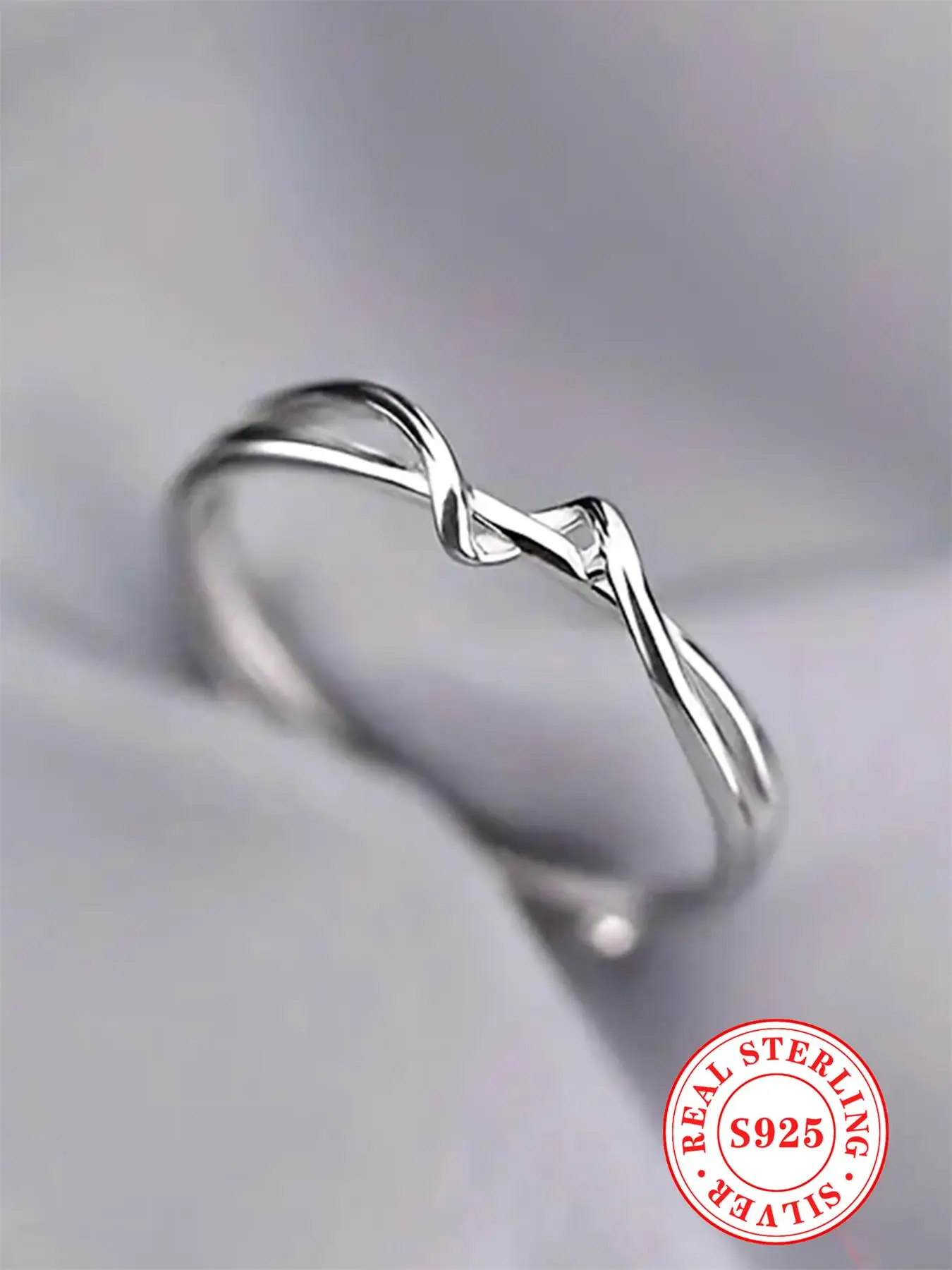 S925 Sterling Silver Simple Twist Design Ring, Fashion Accessories for Women & Girls, Trendy All-match & Exquisite Jewelry for Birthday Gift