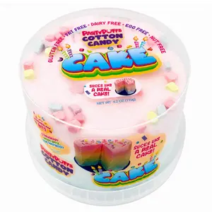 PartyPuffs Cotton Candy Cake - Strawberry, Green Apple, Blue Raspberry and Lemon Flavors  - 4.2oz