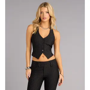 Chic And Confident Pinstripe Vest