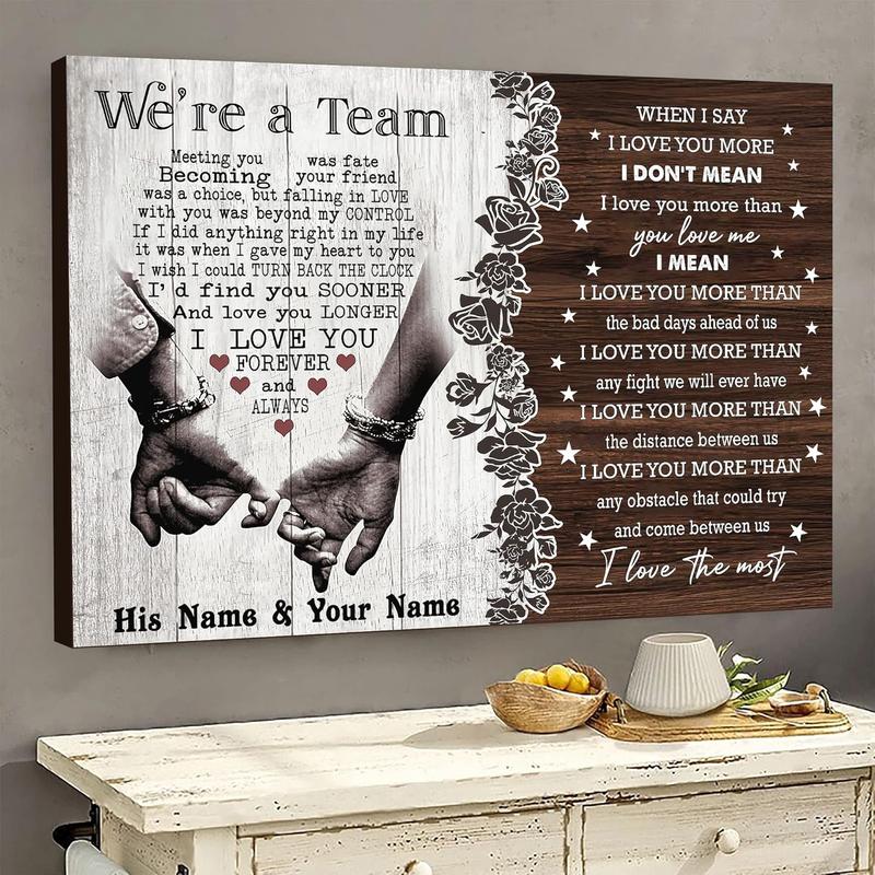 Personalized We're A Team Couple Poster Gift for Him, Her, Husband Wife Christmas Birthday Anniversary Couple Lover Custom Name Poster Canvas Print Wall Art Home Decor Picture for Bedroom LivingRoom