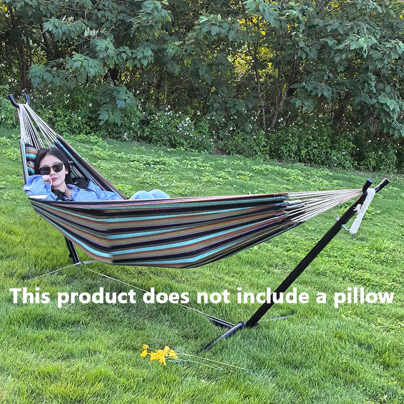 Outdoor Double Hammock with stand, Include Space-Saving Steel Frame, 450- pound Load Capacity, Patio Swing with stand, Suitable For Seaside, Countryar