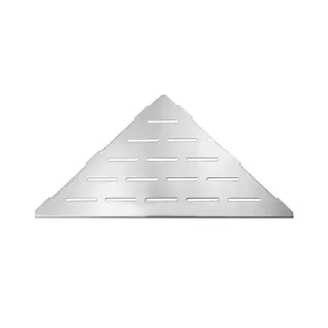 12" Corner Shower Shelf, Brushed 304 Stainless Steel, Recessed Corner Shelves with Slotted Design, Large Size, Grout-in Bathroom Shelf for Tiled Walls, Heavy-Duty & Rapid Drainage