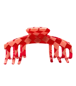 The Kenna Red & Pink checkered hair clip with a bold, classic pattern and a playful retro vibe for a lively, eye-catching touch designed for adjustable hats