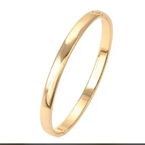 Brazalete 093  Unisex Gold Plated Redondo - Simple Round Design Gold Plated Bracelet for Unisex Wear