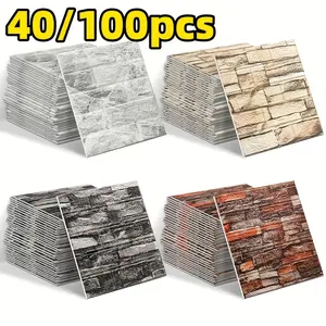 35*38cm(13*15in) 40/80 pieces of 3D foam wall sticker wallpaper - self-adhesive brick-textured panel, thickened removable vinyl wallpaper suitable for living room, kitchen, bedroom, office - easy to clean & cut home decoration stickers, kitchen renovation